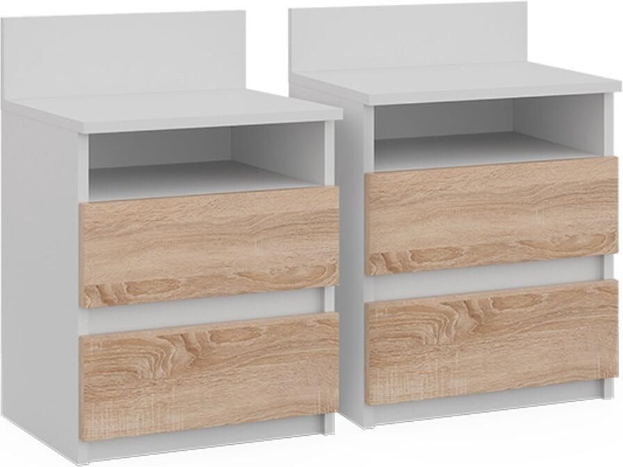 Vicco Nachtkastje Monty Wit Sonoma 32.3 x 59.1 cm Set van 2