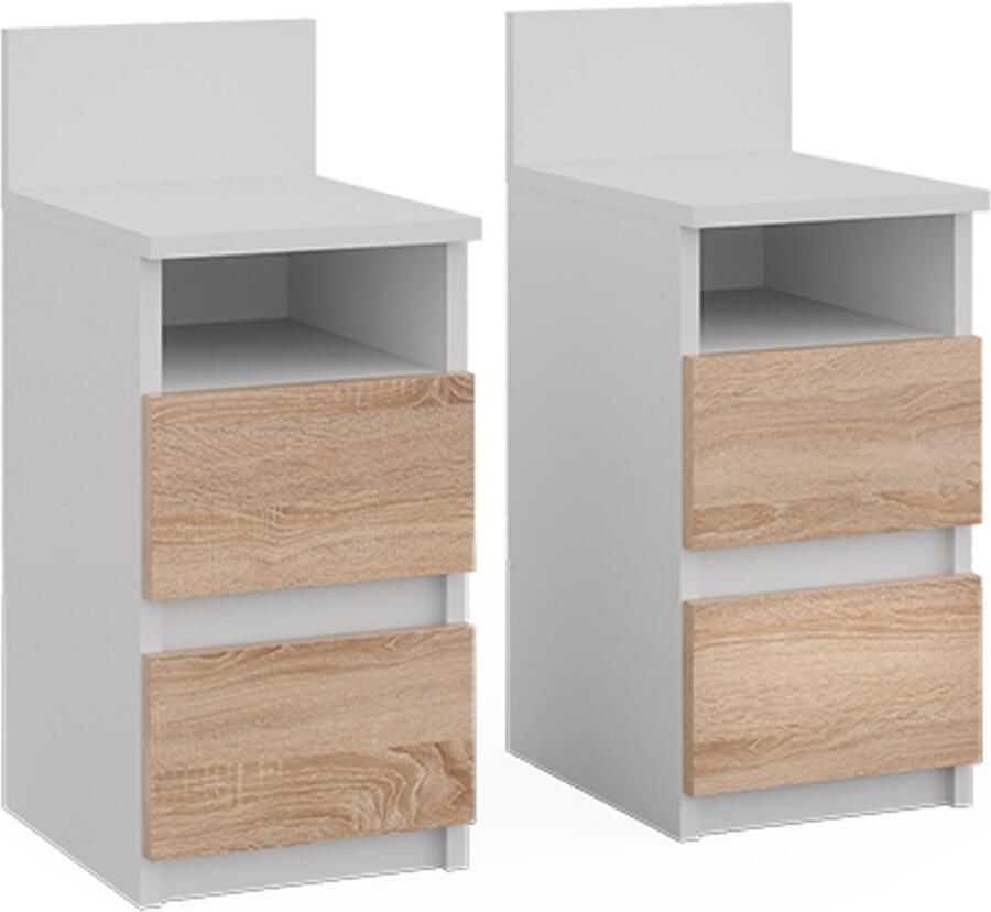 Vicco Nachtkastje Monty Wit Sonoma 25 x 59.1 cm Set van 2