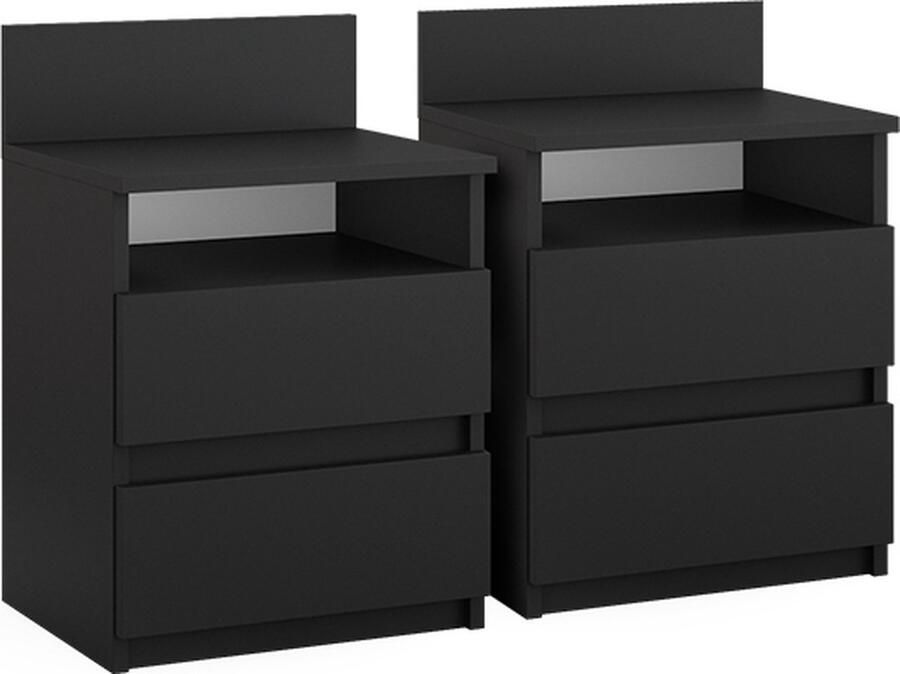 Vicco Monty Nachtkastje – 32.3 x 59.1 cm Set van 2 Zwart Set van 2