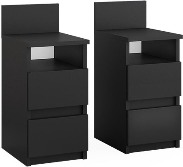 Vicco Nachtkastje Monty Zwart 25 x 59.1 cm Set van 2