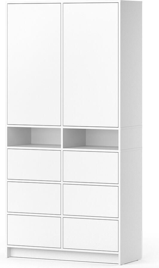 Vicco Naara Kledingkast – 98.6 x 200 cm met laden Wit met laden