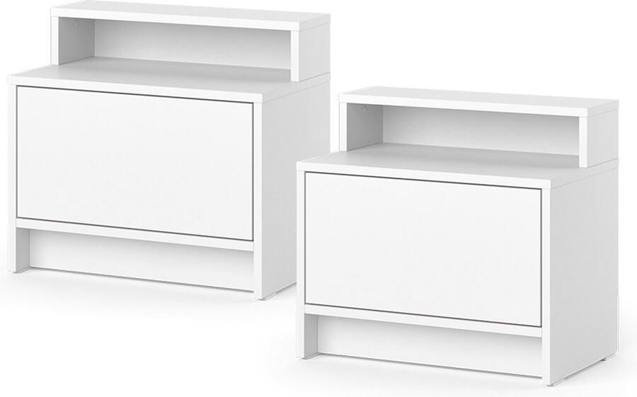 Vicco Naara Nachtkastje – 50.2 x 46.4 cm Set van 2 Wit Set van 2