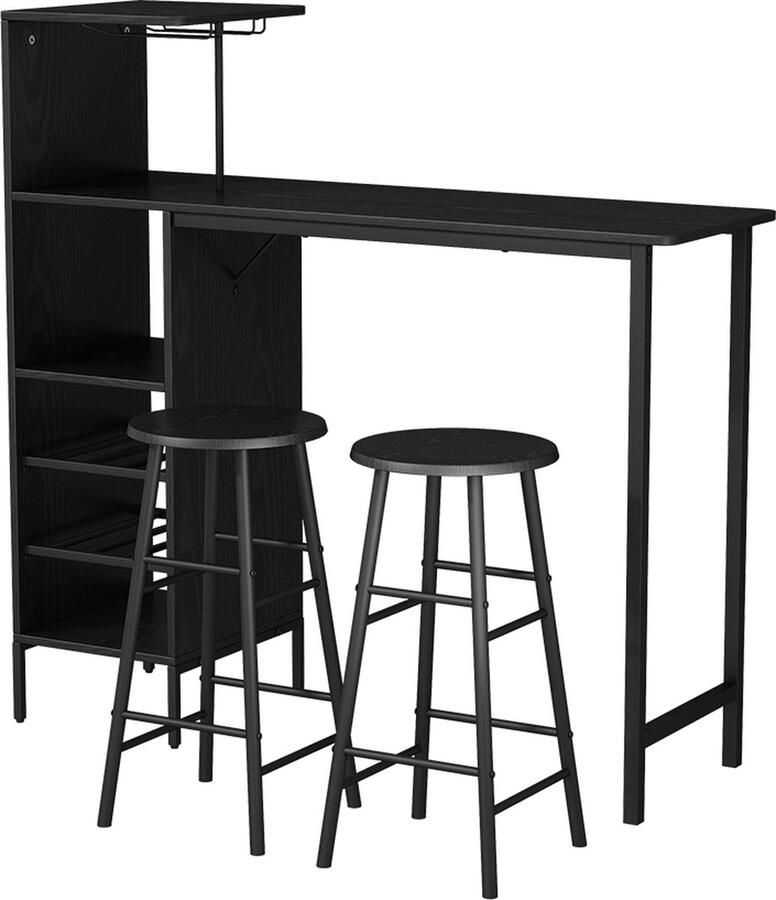 Vicco Naila Bartafelset – 121.5 x 40 cm met 2 krukken Zwart