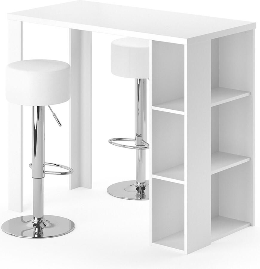 Vicco Noel Bartafel set – 120 x 60 cm met 2 barkrukken Wit met 2 barkrukken