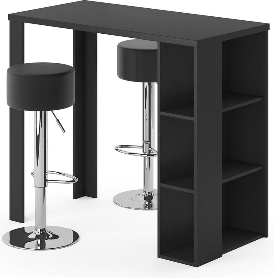 Vicco Noel Bartafel set – 120 x 60 cm met 2 barkrukken Zwart met 2 barkrukken