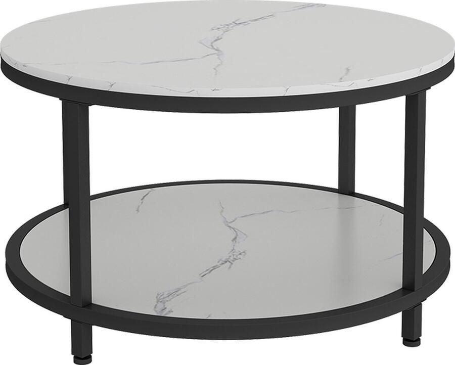 Vicco Ontario Salontafel – 80 x 80 cm Rond Wit marmer Rond