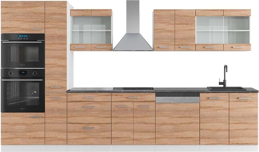 Vicco R-Line Complete keukeneenheid – 350 cm met hoge kast WB Antraciet Sonoma Wit met hoge kast WB Antraciet