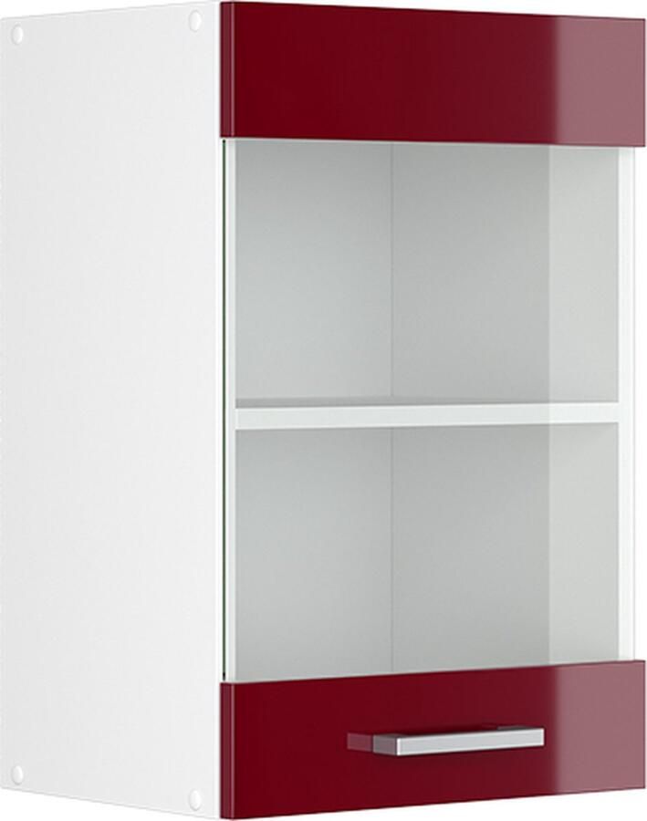 Vicco R-Line Universele hangkast – 40 cm met glazen deur Bordeauxrode hoogglans met glazen deur