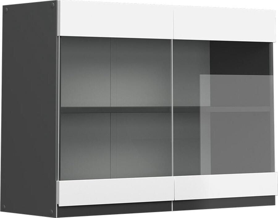 Vicco R-Line Keuken Glazen keukenkast – 80 cm J-vorm Wit J-vorm