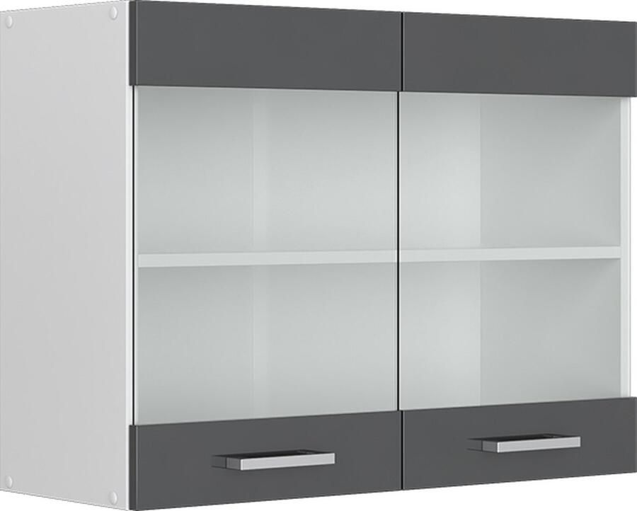 Vicco R-Line Universele hangkast – 80 cm met glazen deuren Antraciet Hoogglans met glazen deuren