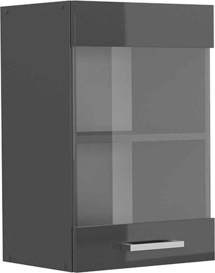 Vicco R-Line Keuken Glazen keukenkast – 40 cm Antraciet Hoogglans