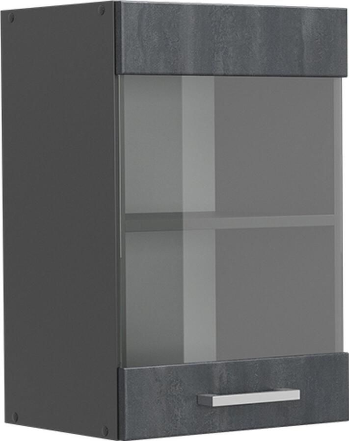 Vicco R-Line Keuken Glazen keukenkast – 40 cm Zwart beton