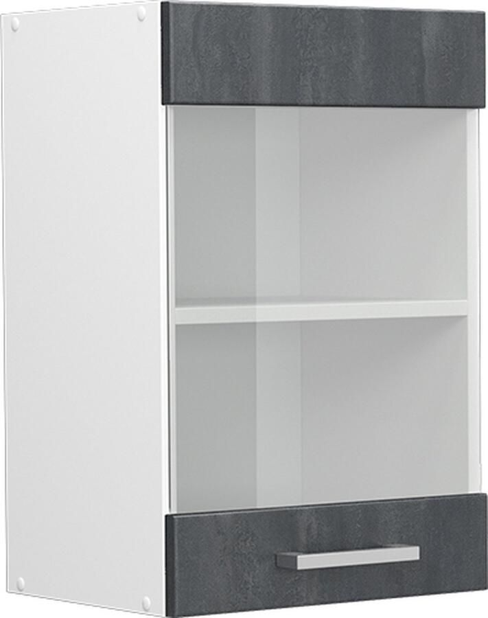Vicco R-Line Keuken Glazen keukenkast – 40 cm Zwart beton