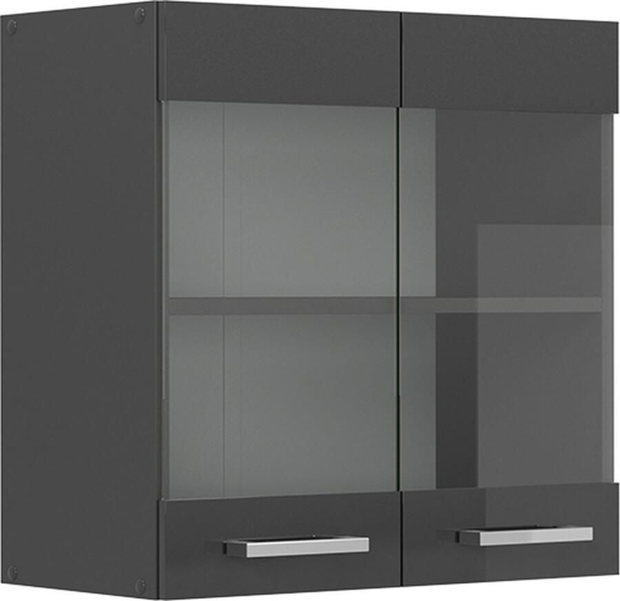 Vicco R-Line Keuken Glazen keukenkast – 60 cm Antraciet Hoogglans
