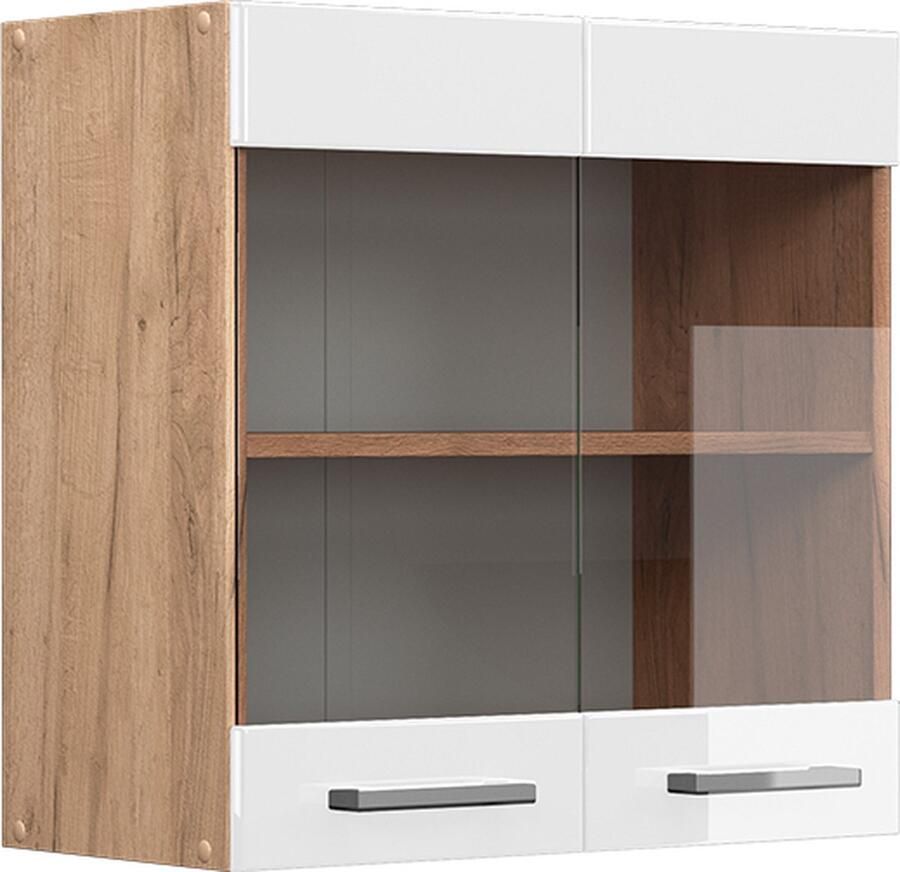 Vicco R-Line Keuken Glazen keukenkast – 60 cm Wit Hoogglans