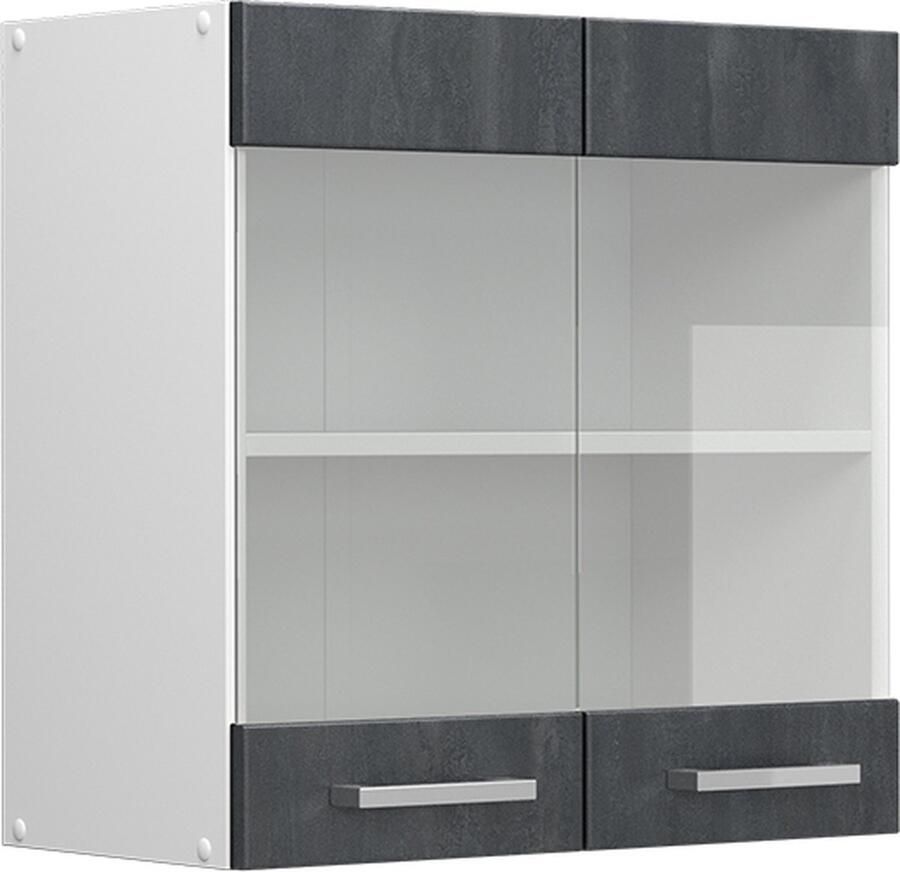 Vicco R-Line Keuken Glazen keukenkast – 60 cm Zwart beton