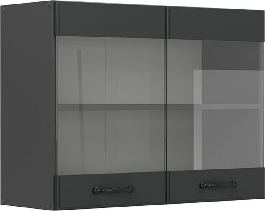 Vicco R-Line Keuken Glazen keukenkast – 80 cm Antraciet landhuis
