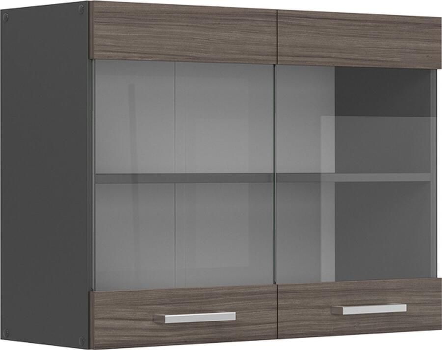 Vicco R-Line Keuken Glazen keukenkast – 80 cm Edel grijs