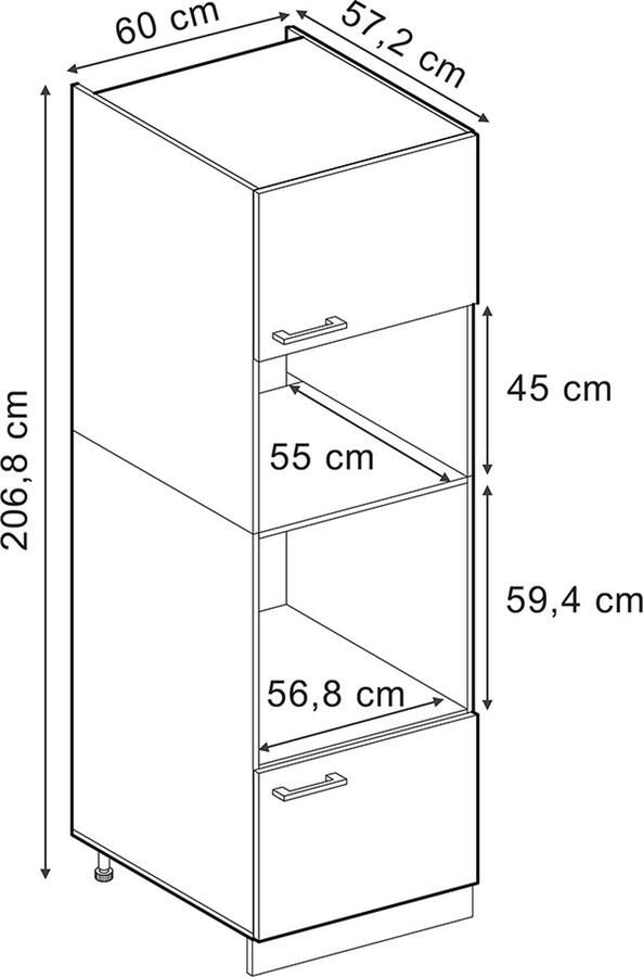 Vicco R-Line Keuken Magnetronkast – 60 cm Zwart beton