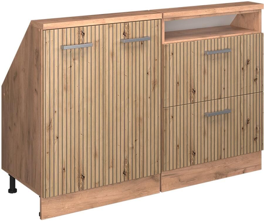 Vicco R-Line Keukenkast voor schuine wand – 120 cm Set van 2 Artisanaal eiken Goudkraft eiken