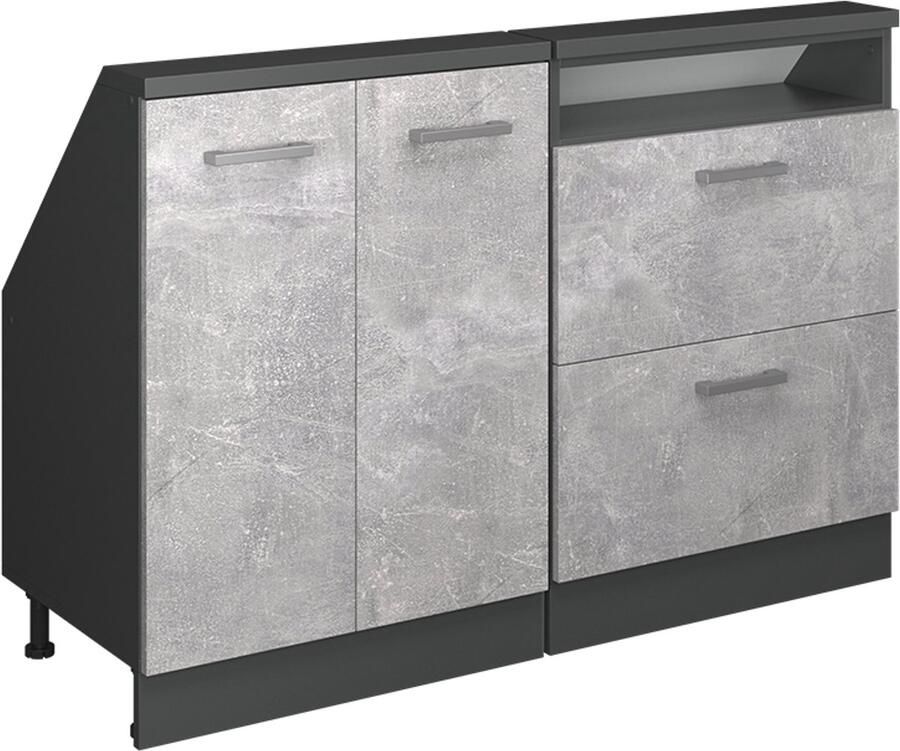 Vicco R-Line Keukenkast voor schuine wand – 120 cm Set van 2 Beton antraciet