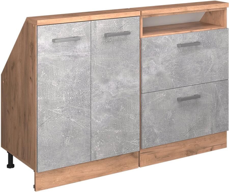 Vicco R-Line Keukenkast voor schuine wand – 120 cm Set van 2 Beton gouden eik