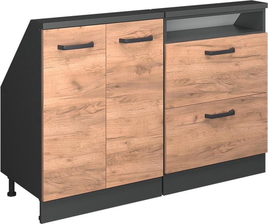 Vicco R-Line Keukenkast voor schuine wand – 120 cm Set van 2 Eik goud antraciet