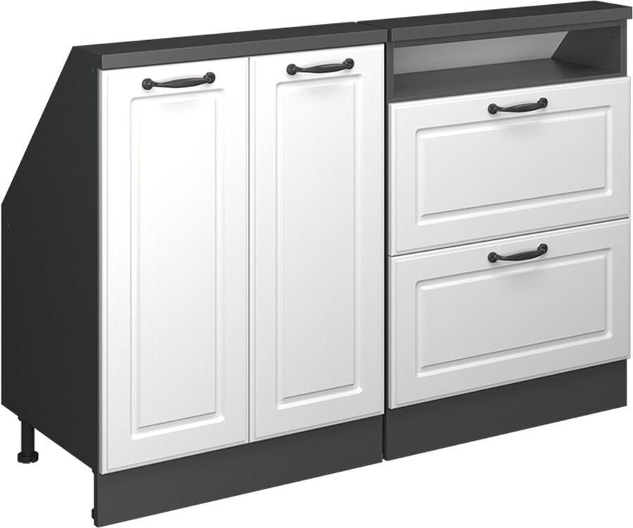 Vicco R-Line Keukenkast voor schuine wand – 120 cm Set van 2 Landhuis wit antraciet
