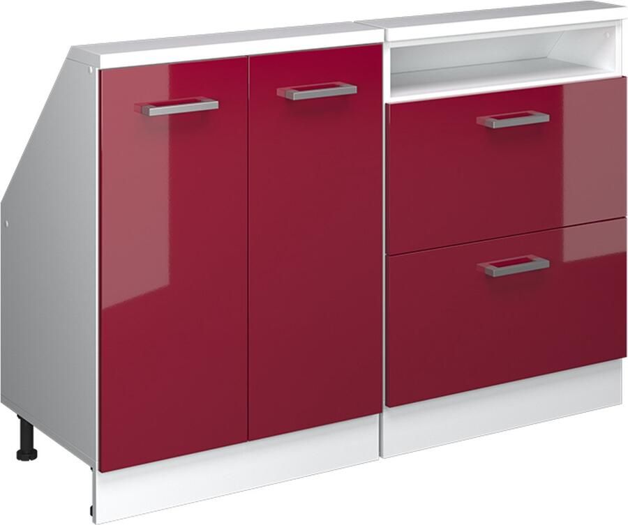 Vicco R-Line Keukenkast voor schuine wand – 120 cm Set van 2 Bordeaux hoogglans wit