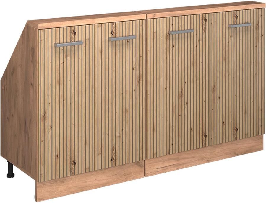 Vicco R-Line Keukenkast voor schuine wand – 140 cm Set van 2 Artisanaal eiken Goudkraft eiken