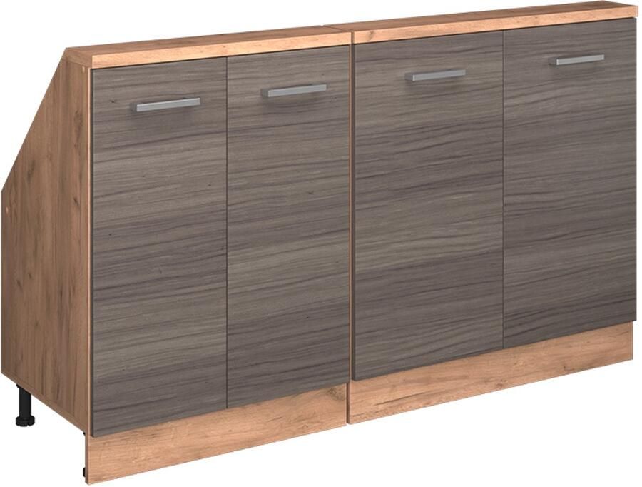 Vicco R-Line Keukenkast voor schuine wand – 140 cm Set van 2 Edel grijs gouden eik