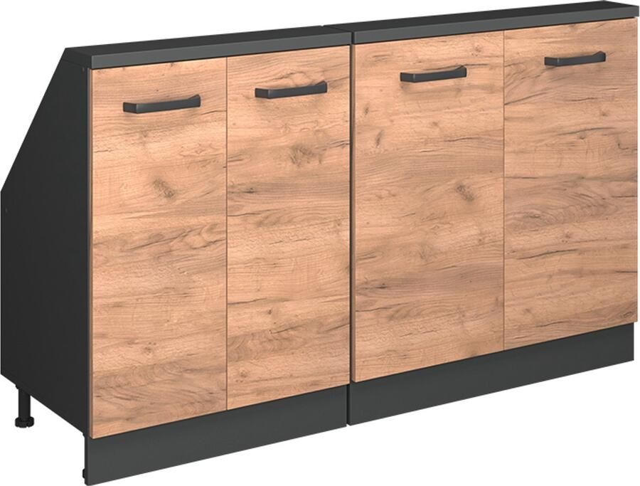 Vicco R-Line Keukenkast voor schuine wand – 140 cm Set van 2 Eik goud antraciet