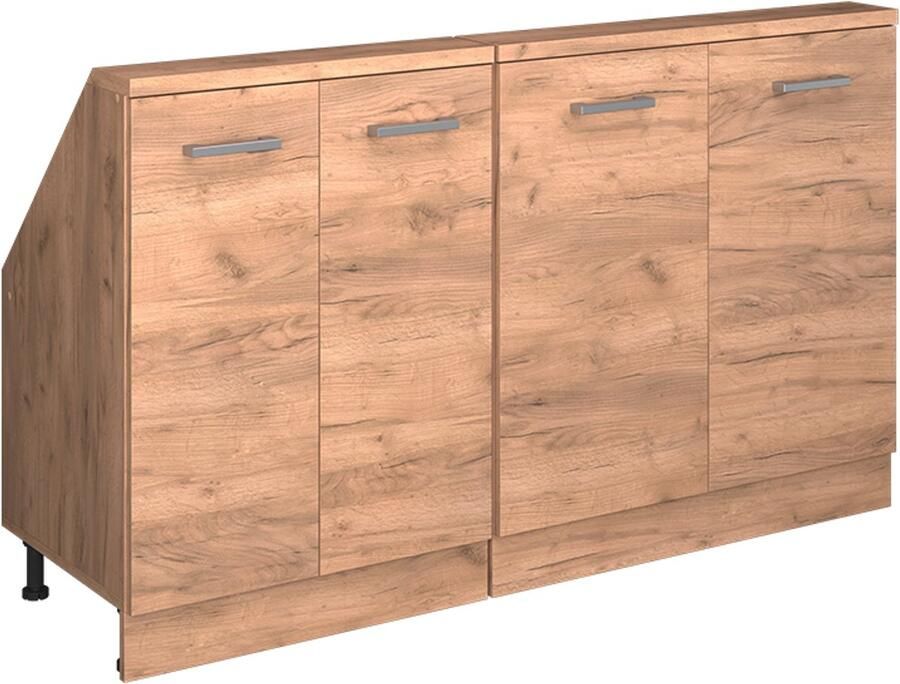 Vicco R-Line Keukenkast voor schuine wand – 140 cm Set van 2 Krachtige eik goud