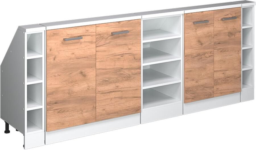 Vicco R-Line Keukenkast voor schuine wand – 215 cm Set van 5 Eik goud wit