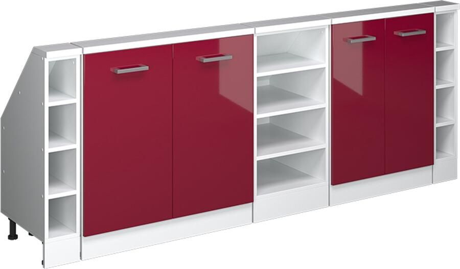Vicco R-Line Keukenkast voor schuine wand – 215 cm Set van 5 Rood hoogglans wit
