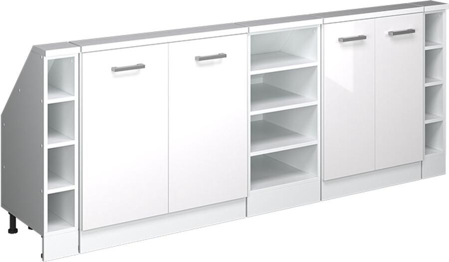 Vicco R-Line Keukenkast voor schuine wand – 215 cm Set van 5 Wit hoogglans wit