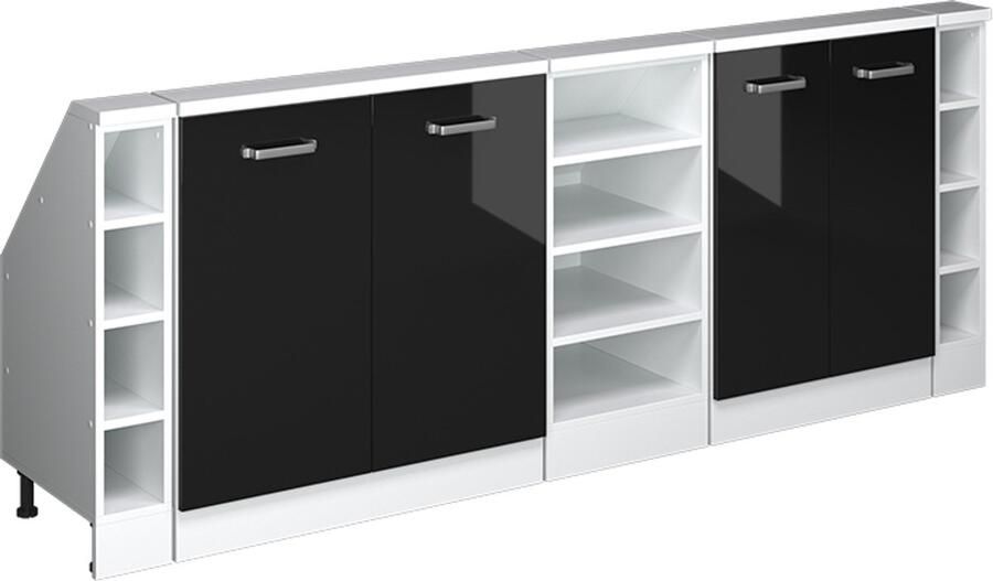 Vicco R-Line Keukenkast voor schuine wand – 215 cm Set van 5 Zwart hoogglans