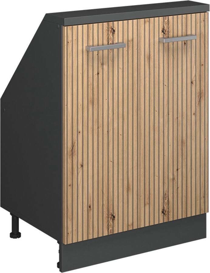 Vicco R-Line Keukenkast voor schuine wand – 60 cm met 2 deuren Artisanaal eiken antraciet