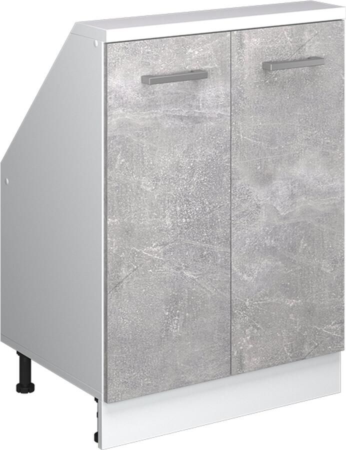 Vicco R-Line Keukenkast voor schuine wand – 60 cm met 2 deuren Beton Wit