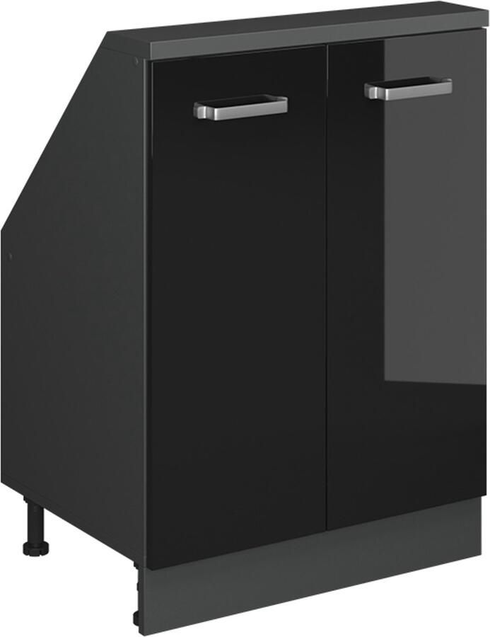 Vicco R-Line Keukenkast voor schuine wand – 60 cm met 2 deuren Hoogglans zwart antraciet