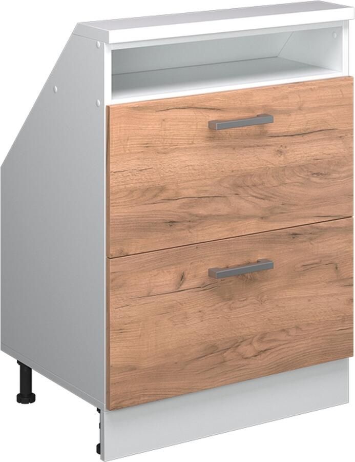 Vicco R-Line Keukenkast voor schuine wand – 60 cm met 2 laden Eik goud wit