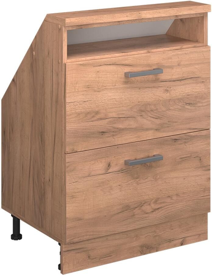 Vicco R-Line Keukenkast voor schuine wand – 60 cm met 2 laden Krachtige eik goud