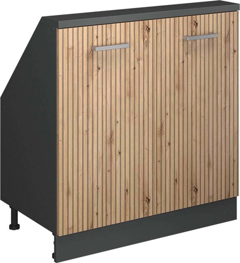 Vicco R-Line Keukenkast voor schuine wand – 80 cm met 2 deuren Artisanaal eiken antraciet