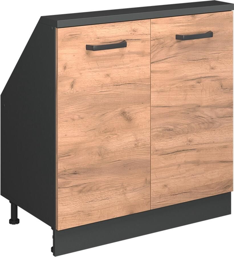 Vicco R-Line Keukenkast voor schuine wand – 80 cm met 2 deuren Eik goud antraciet