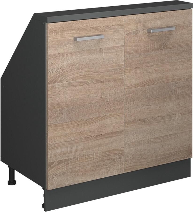 Vicco R-Line Keukenkast voor schuine wand – 80 cm met 2 deuren Sonoma antraciet