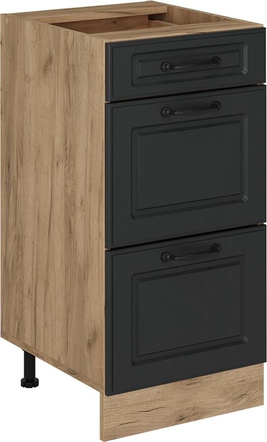 Vicco R-Line Keuken Keukenonderkast – 40 cm met laden zonder werkblad Antraciet landhuis met laden zonder werkblad
