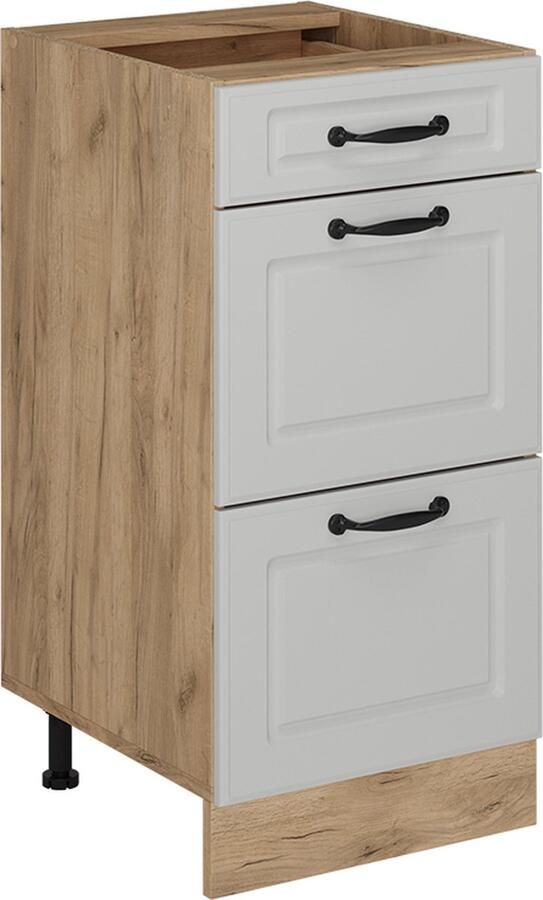 Vicco R-Line Keuken Keukenonderkast – 40 cm met laden zonder werkblad Wit Landhuis met laden zonder werkblad