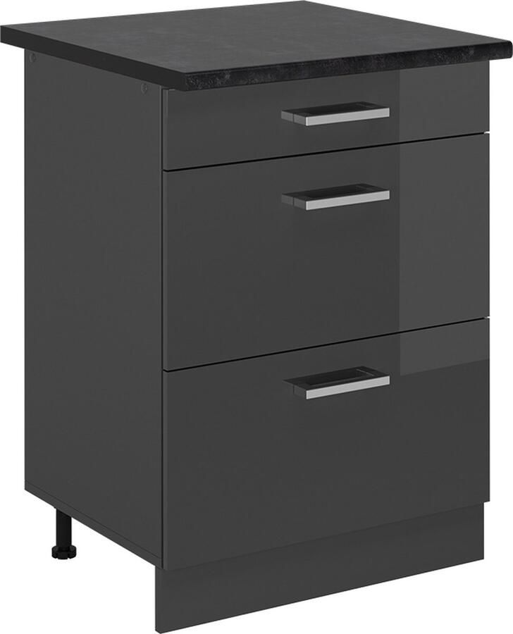 Vicco R-Line Keuken Keukenonderkast – 60 cm met laden WB Antraciet Hoogglans met laden WB Antraciet