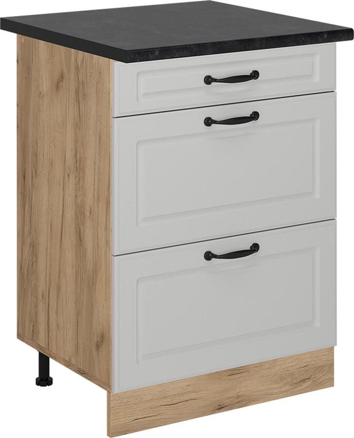 Vicco R-Line Keuken Keukenonderkast – 60 cm met laden WB Antraciet Wit Landhuis met laden WB Antraciet