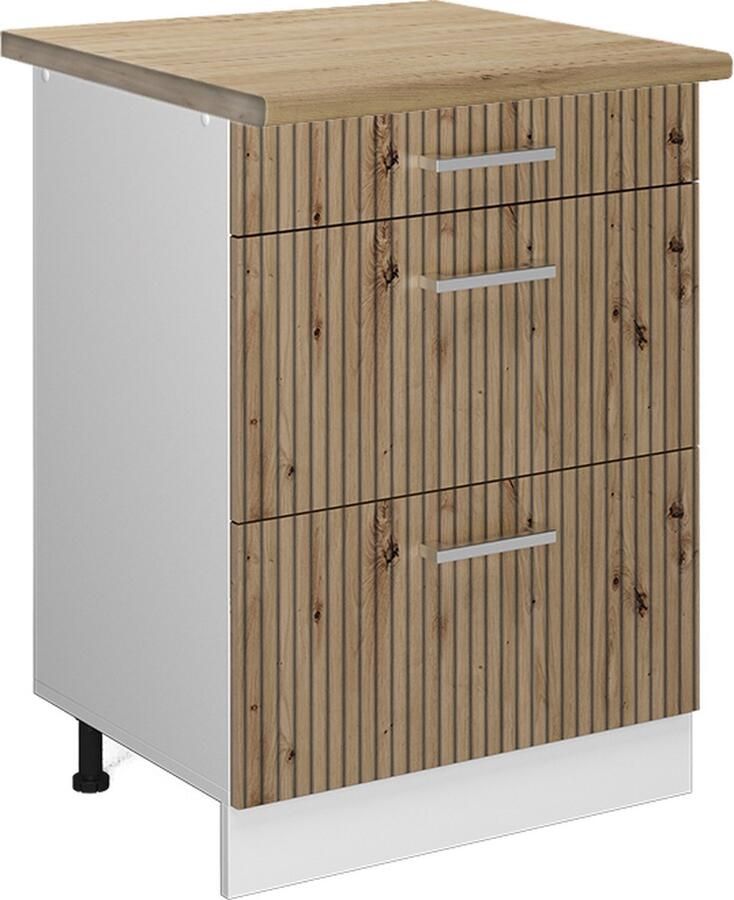 Vicco R-Line Keukenonderkast – 60 cm met laden WB Eik Artisanaal eiken met laden WB Eik